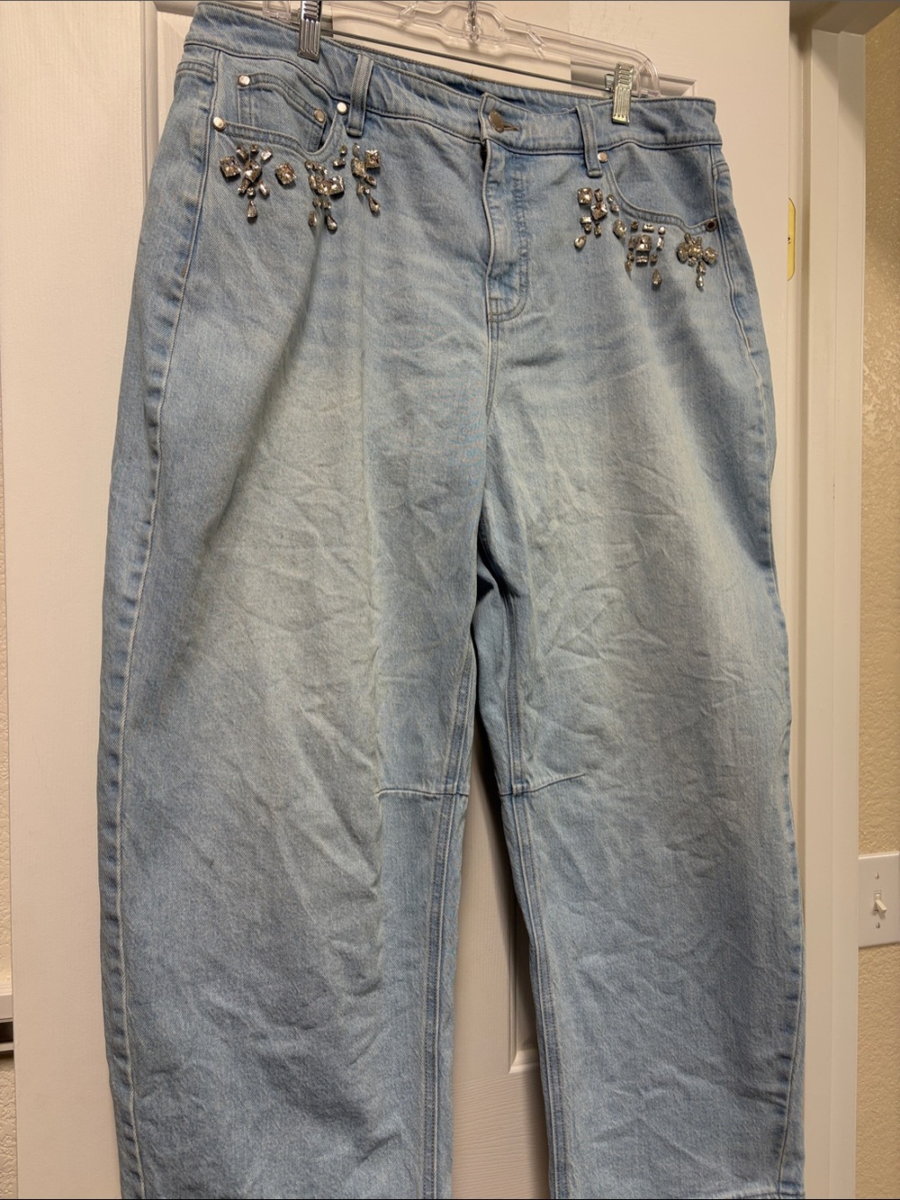 On 34th Rhinestone Embellished Light Blue Jeans